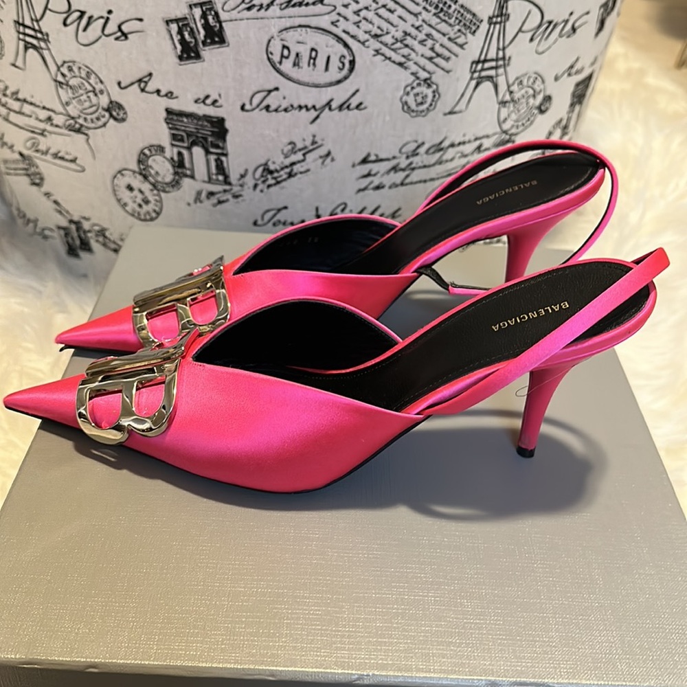 Authentic Balenciaga hot pink sling back 45mm pumps Size 38 - Picture 3 of 7